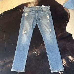 Guess Men's Faded Blue Distressed Jeans